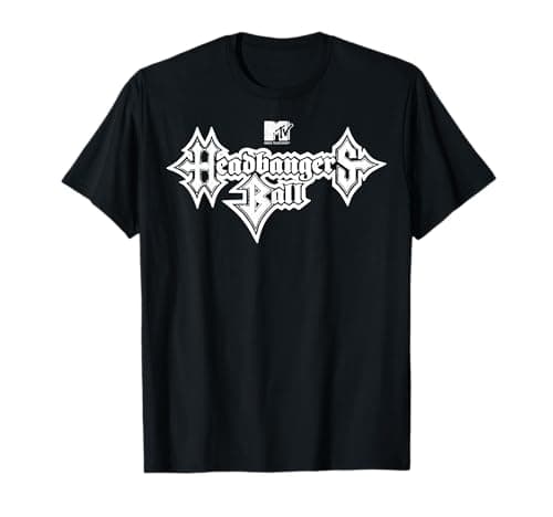 MTV Headbangers Ball: Classic Fit, Round Neck, Short Sleeve Black Metal Text T-Shirt