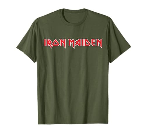Iron Maiden Red Logo On Green T-Shirt