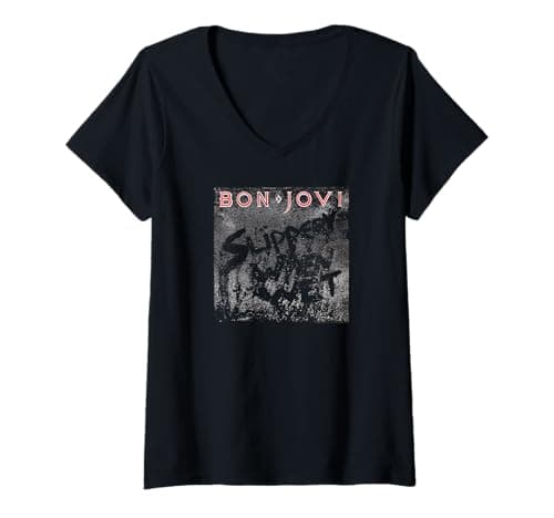 Bon Jovi Slippery Cover V-Neck T-Shirt Review – Official Merch Worth It?