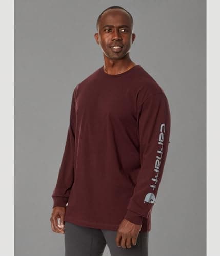 Carhartt Men's Dearborn Loose LS Logo T-Shirt, Port, Large