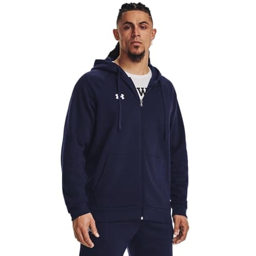 Under Armour Men's Rival Fleece Full Zip Hoodie, (410) Midnight Navy / / White, X-Large