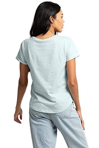 Popfunk Bon Jovi Bad Name Dagger Women's Rolled Sleeve Fashion T-Shirt, Sky Blue, X-Large