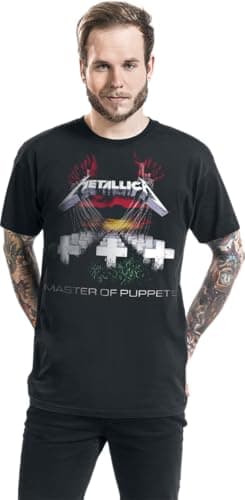 Metallica T Shirt Master of Puppets Album Tracks Official Mens Black Size XL