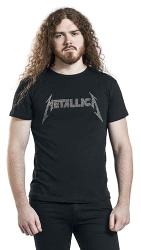 Metallica Men's 40th Anniversary Songs Logo (Back Print) Slim Fit T-Shirt Large Black