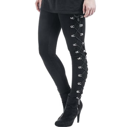 xxxiticat Women's Sexy Black Satin Side Lacing Solid Pants Long Bodycon High Waist Bandage Slim Thick Lace Up Leggings(BL,M)