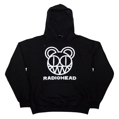 Rock Off officially licensed products Men's Radiohead Bearhead Hooded Sweatshirt Large Black