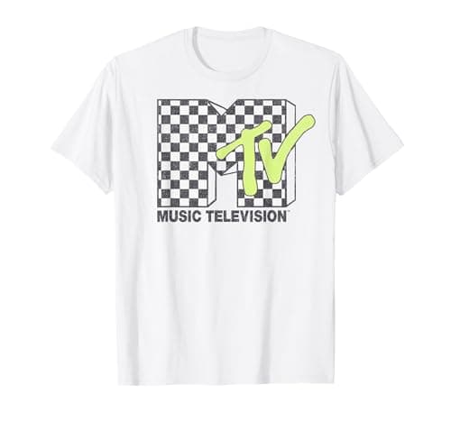 MTV Music Television Checkerboard Logo Fill T-Shirt Small