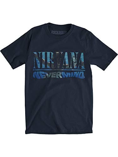 Nirvana Men's Nevermind Album Play List Slim Fit T-Shirt Small Navy
