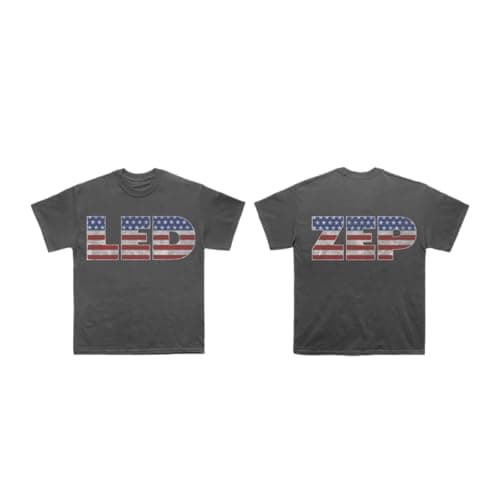 Led Zeppelin US Flag T-Shirt, Washed Black, Large