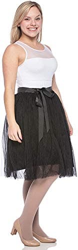 Dancina Women’s Knee Length Tutu A Line Tulle Skirt Plus (Size 12-18) Black