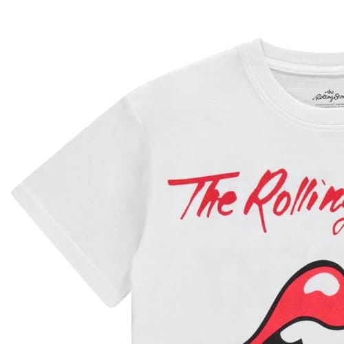 Rolling Stones Ladies Fashion Shirt - Ladies Classic Rolling Stones Clothing - Mick Jagger, Keith Richards, Charlie Watts Tee (White, Small)