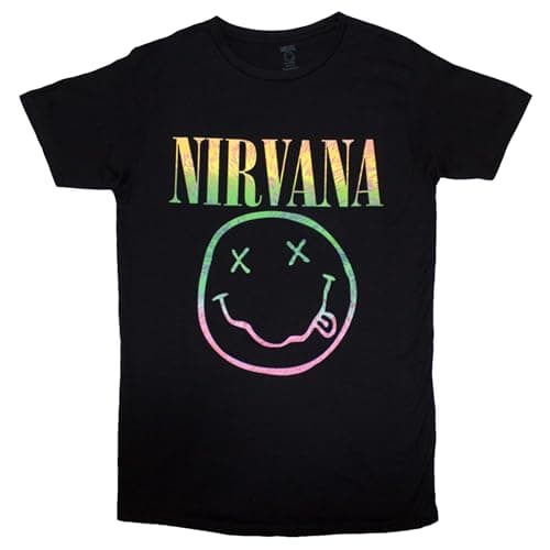 Nirvana T Shirt Sorbet Ray Smile Band Logo Official Womens Boyfriend Fit Size M Black