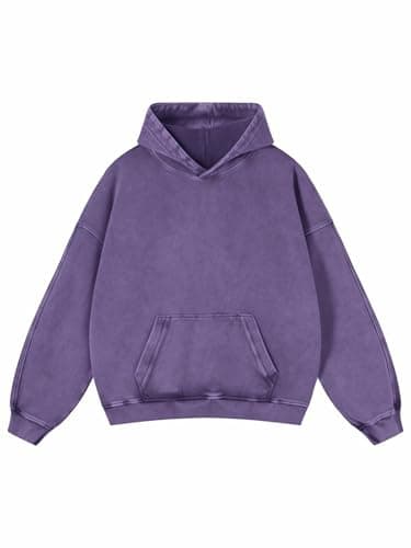 Adenorah Womens Y2K Cute Hoodies Mens Oversized Fall Acid Wash Blank Preppy Hoodies Pullover Heavyweight Designer Hooded Sweatshirt, Purple, Medium