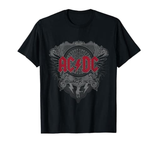 Official AC/DC Black Ice with Red Rock Band Music Logo T-Shirt