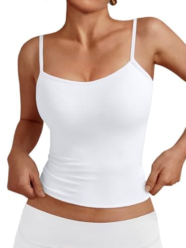 Trendy Queen Womens Tank Summer Tops Spring 2026 Camisole Square Neck Teen Y2k Cute Spaghetti Crop Going Out Girls Sleeveless Fashion Shirts Clothes Outfits Basic Workout Gym Casual White XL