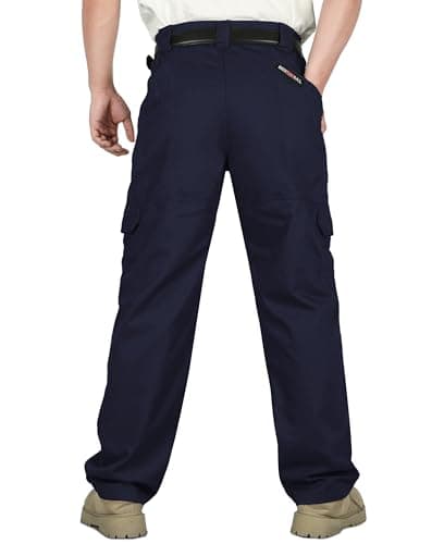 BOCOMAL Men's FR Cargo Pants Flame Resistant Pants Midweight 7.5oz Navy (7 Pockets) Multi-Pockets FR Pants