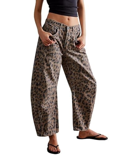 Kedera Barrel Jeans Review: Leopard Print Y2K Wide Leg
