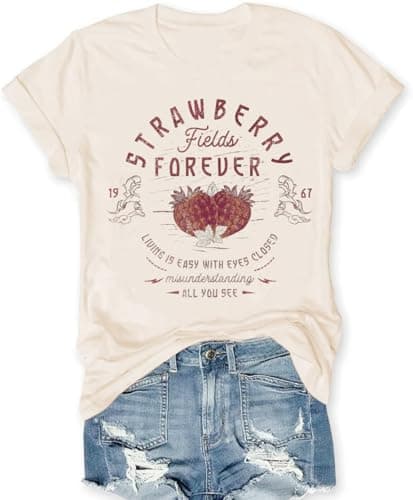 Vintage Rock Band T-Shirt voor Vrouwen Review – Foismber Beige XL