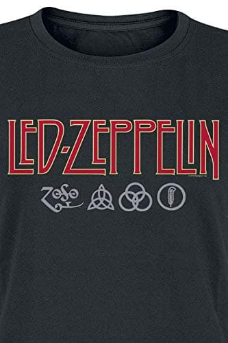 Led Zeppelin T Shirt Logo and Symbols Official Womens Junior Fit Black Size L