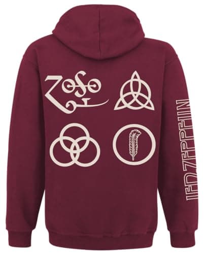 Rock Off Led Zeppelin 'Symbols' (Maroon) Zip Up Hoodie (x-large)