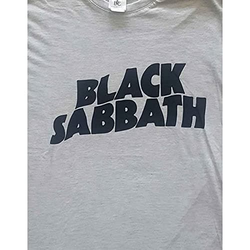 Black Sabbath Men's Black Wavy Logo Slim Fit T-Shirt Large Grey