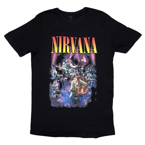 Nirvana T Shirt Unplugged Photo Band Logo Official Womens Black Size L
