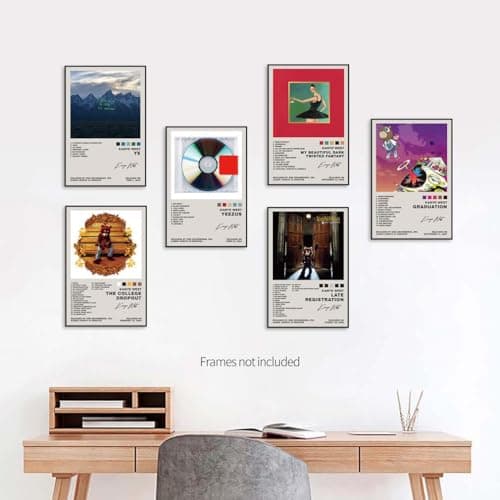 TUOCYERD Kanye West Poster Set of 6 Album Cover Posters Music Posters for Room Aesthetic Music Album Wall Art for Teens Room Decor 8x12inch Unframed