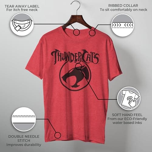 Thundercats T Shirt for Men - Red - X-Large - Officially Licensed Circle Logo Vintage Design Iconic 80s Cartoon Thunder Cats