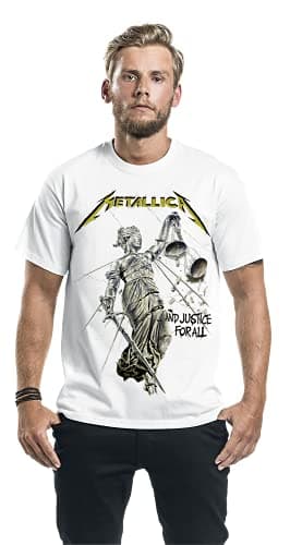 Metallica T Shirt Justice For All Band Logo Official Mens White Size S