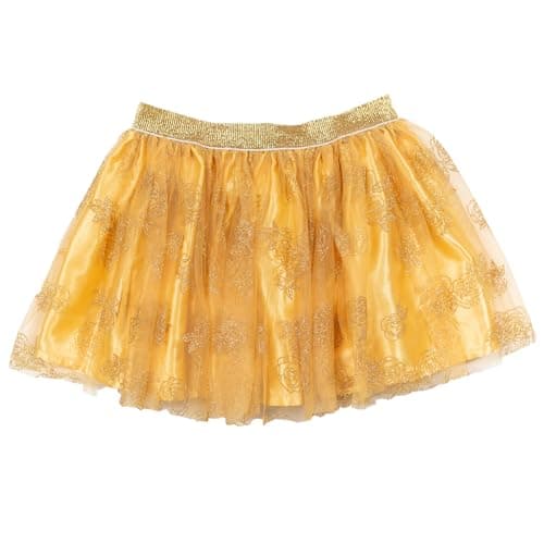 Disney Princess Belle Little Girls Graphic T-Shirt Mesh Skirt and Scrunchie 3 Piece Outfit Set 7-8
