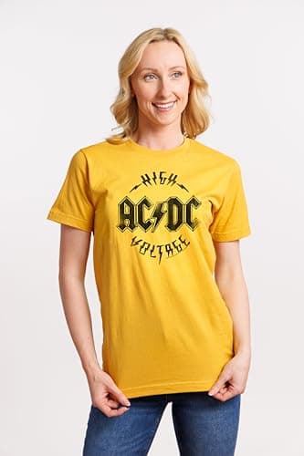 ACDC Heavy Metal Rock Band High Voltage Distressed Ginger Adult T-Shirt Tee