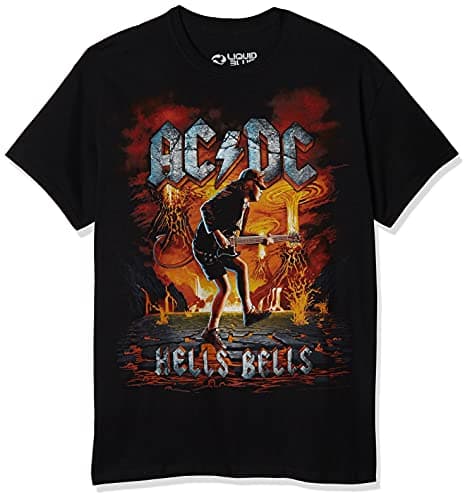 Liquid Blue unisex adult Ac/Dc Rock Eruption Short Sleeve T-shirt T Shirt, Black, Large US