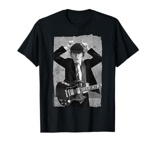 Official AC/DC Rock Music Band Angus Young Distressed Photo T-Shirt