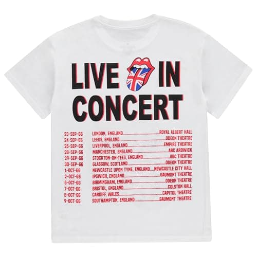 Rolling Stones Ladies Fashion Shirt - Ladies Classic Rolling Stones Clothing - Mick Jagger, Keith Richards, Charlie Watts Tee (White, Small)