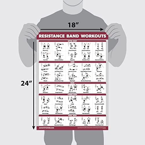 Palace Learning 4 Pack - Resistance Bands Workout Exercise Posters Volume 1, 2 & 3 + Resistance Loops Fitness Chart (LAMINATED, 18" x 24")