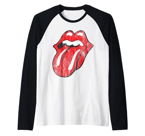 Rolling Stones Official Distressed Tongue Raglan Baseball Tee