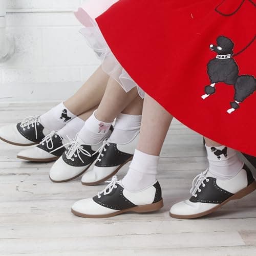 Hip Hop 50's Shop 1950s Adult 4 Piece Poodle Skirt Costume Outfit for Women with Accessories (glasses, socks, scarf) (3XLarge/4XLarge, Red)