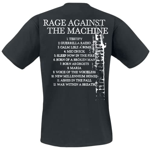 Rage Against The Machine T Shirt Bola Album Cover Tracks Official Mens Black Size M
