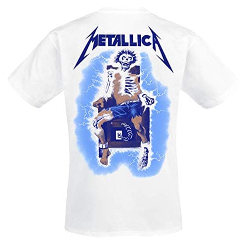 Metallica T Shirt Ride The Lightning Band Logo Official Mens White Size L