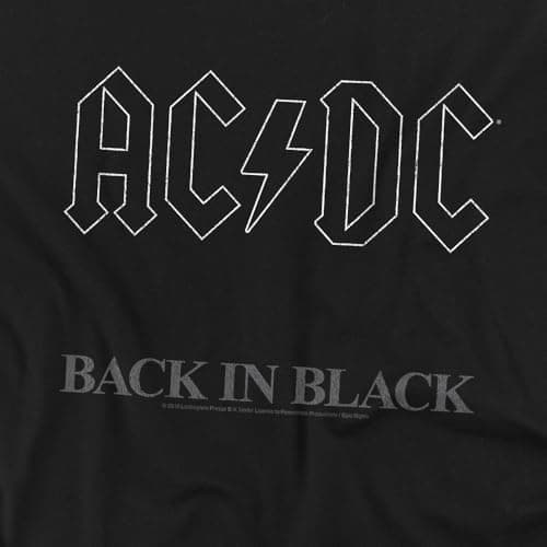 Popfunk ACDC Back in Black Logo Rock Album T Shirt (Large)