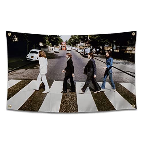 Musical Artist Flag Beatles-Abbey Road Album Cover Funny Poster Durable Man Cave Wall Flag with Brass Grommets 3x5 Feet Tapestry for College Dorm Room Decor,Outdoor,Bedroom, Parties gifts, travel, filming,events,festivals..