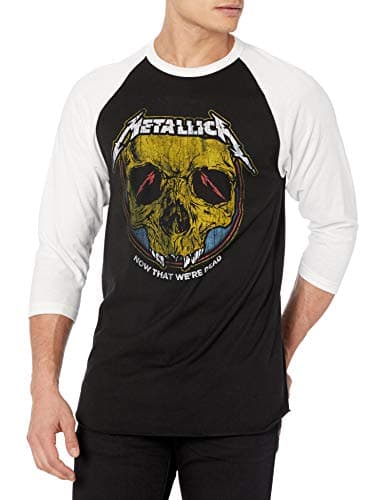 Metallica Men's Now That We're Dead Raglan Baseball Jersey, Black/White, Small