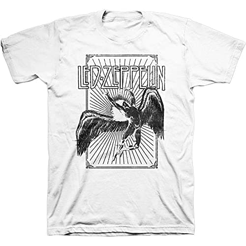 Led Zeppelin T Shirt Icarus Burst Band Logo Official Mens White Size L