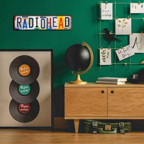 Vintage Radiohead Street Sign Metal Tin Sign for Music Room Home Bar Wall Decor 16x4 inches