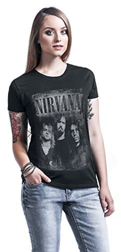Nirvana Faded Faces Women's T-Shirt Black Regular, Black, Large