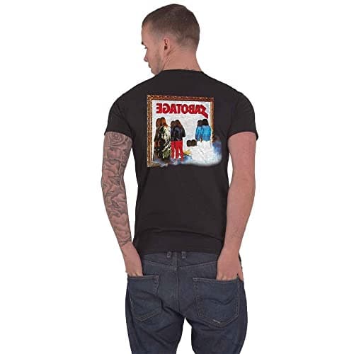 Black Sabbath T Shirt Sabotage Back Print Band Logo Official Mens Black Size XL