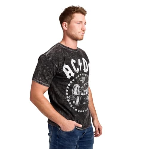AC/DC for Those About to Rock Cannon Men's Black Cloud Wash Short Sleeve Tee-XL