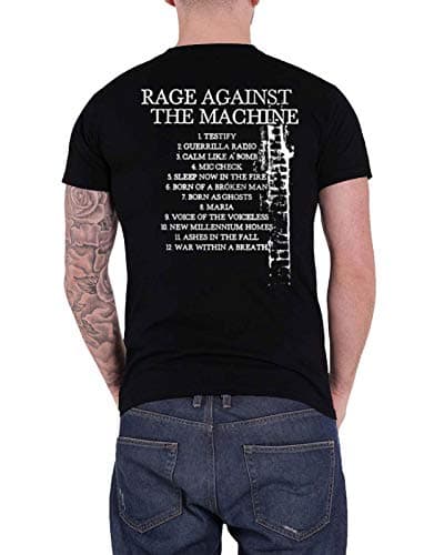 Rock Off officially licensed products Men's Rage Against The Machine BOLA Album Cover (Back Print) Slim Fit T-Shirt Large Black