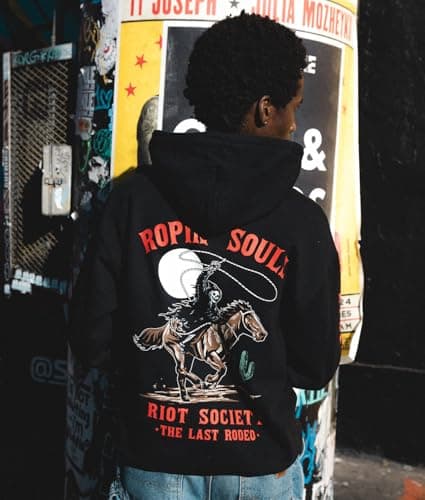 Riot Society Rodeo Reaper Ropin' Souls Mens Hoodie - Black, X-Large
