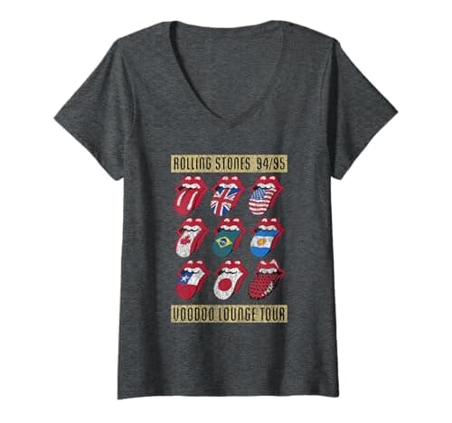 Test T-Shirt Rolling Stones Voodoo Lounge Charcoal V-Neck Femme